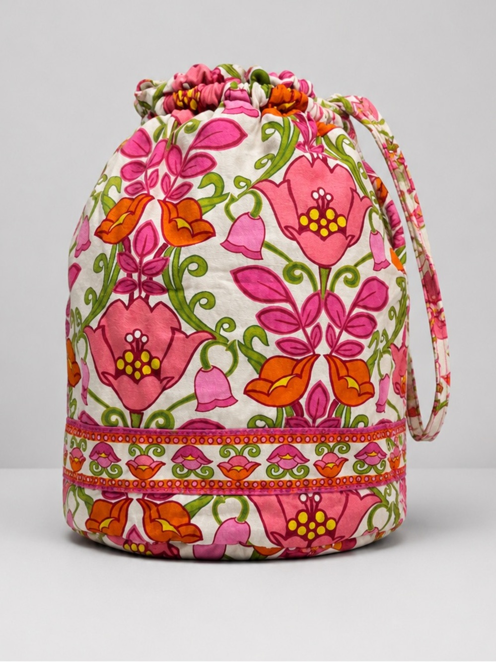 Vera Bradley Ditty Bag Lilli Bell Lined Cinch Tote Drawstring Retired Pink